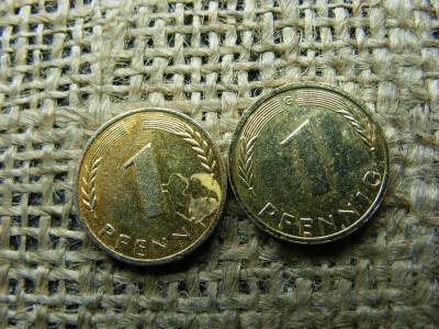 1 Pfennig, 1970-1991, Aranyozott Pár