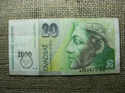 Szlovákia 20 korona, 1993, bankjegy