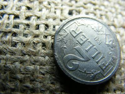 2 fillér 1916 KB, verdehibás, lapkavég