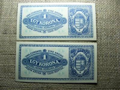 1 korona bankjegy, 1920, rozsdavörös, sorszámkövető pár