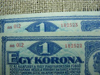 1 korona bankjegy, 1920, sorszámkövető pár