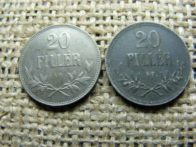 20 fillér 1916, sima és sherardírozott