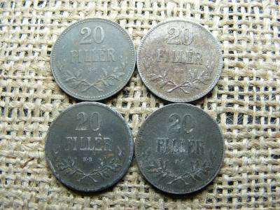 20 fillér, 1916-1920, korona kori fémpénz