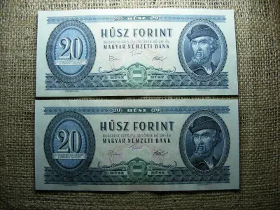 20 forintos bankjegy, 1975, sorszámközeli pár