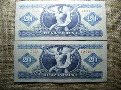 20 forintos bankjegy, 1975, sorszámközeli pár