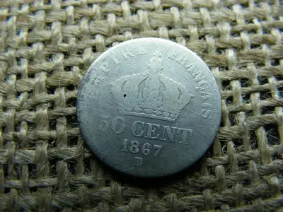 Francia 50 centimes, 1867, ezüst