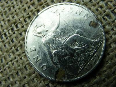 1 Penny, 1929, ezüstözött