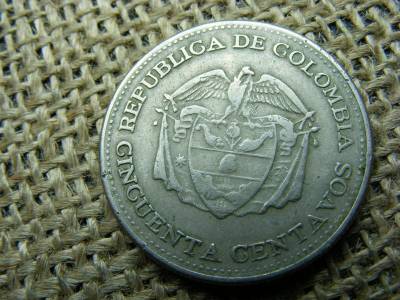 Kolumbia 50 centavos érme, 1958