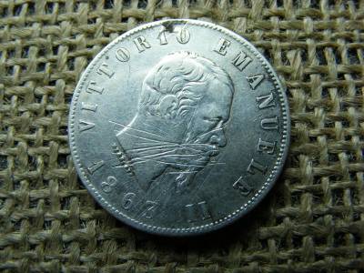 Ezüst 2 Lira, 1863, T BN, ritkább