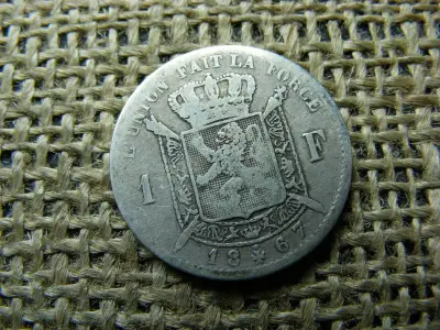 Ezüst Belgium 1 frank, 1867