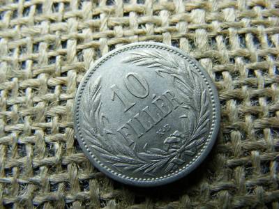 10 fillér érme, 1908, Korona