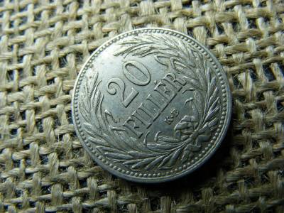20 fillér, 1908, korona pénzérme