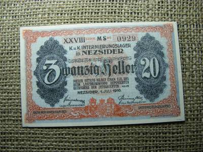 Nezsider 20 fillér, 1916, színváltozat, Adamo HHE-1.2.3