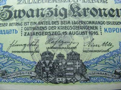 Zalaegerszeg 20 korona 1916  , Adamo HHZ-1.8.2.v