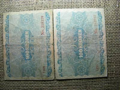 100 korona, 1922, 2 db, színváltozat
