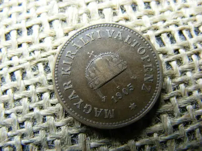 2 fillér, 1905, korona pénzérme