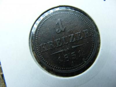 1 krajcár 1851 A, verdehibás, elfordult