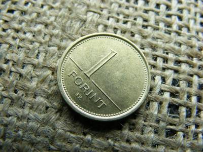 1 forintos érme, 2002, verdehibás, idegen anyag benyomódás