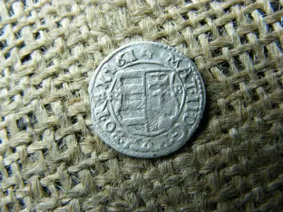 II. Mátyás ezüst dénár, 1614, ritka, X