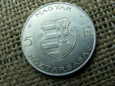 Ezüst 5 forintos érme, 1947
