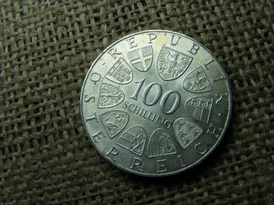 Ezüst 100 schilling, 1975, Ausztria