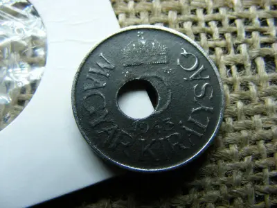 20 fillér, 1943, verdehibás, félrelyukasztott