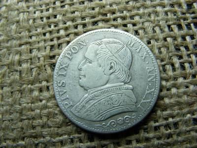 Vatikán 1 Lira, 1866, ezüst, javított