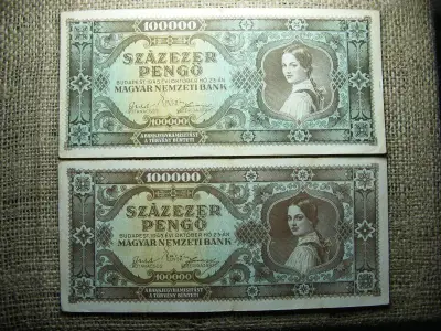 Százezer pengő, 1945, 2 db előlapi színváltozat