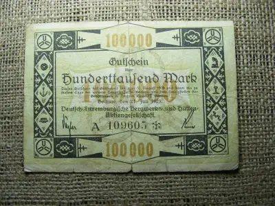 Birodalmi 100000 márka bankjegy, 1923