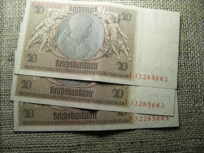 Birodalmi 20 márka, 1929, 3 db sorszámkövető
