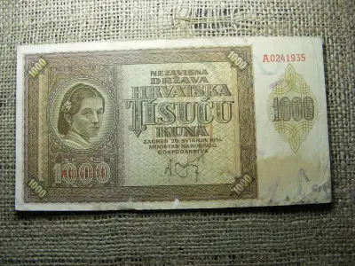 1000 kuna, 1941, horvát papírpénz