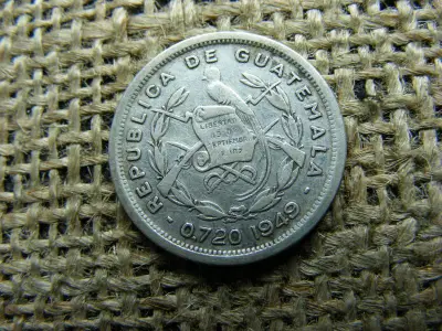 Guatemala, 10 centavos, 1949, ezüst