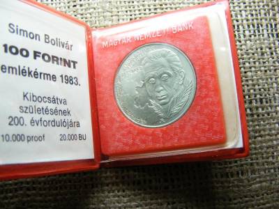 100 forintos érme, 1983, Simón Bolívar