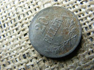 20 fillér, 1921, korona érme