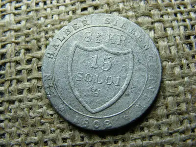 Ezüst 15 Soldi 1802 H, 8 1/2 Krajcár