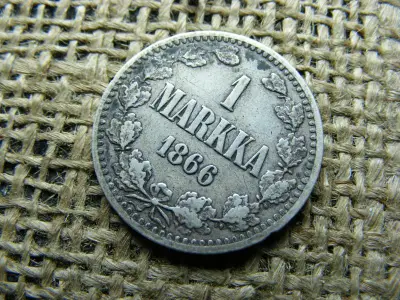 Finn 1 markka, 1866, ezüst