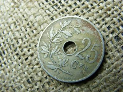 Belga 25 centimes érme, 1913