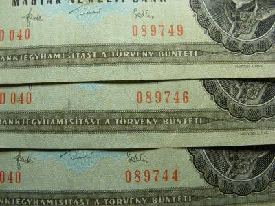 50 forintos bankjegy, 1983, 3db sorszám közeli