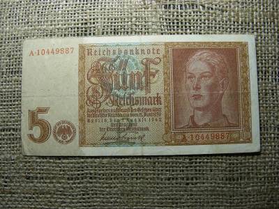 5 márka, 1942, Birodalmi, horogkeresztes