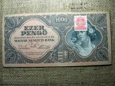 1000 pengő, 1945, hibás MNB bélyeg
