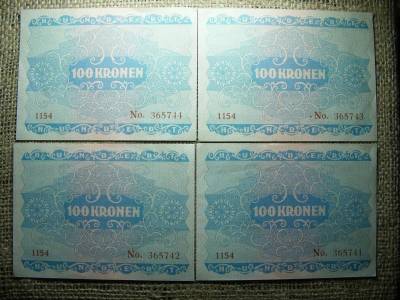 100 korona, 1922, 4 db sorszámkövető pár