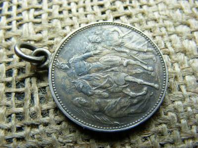 Ezüst 1 korona Millennium medál, 1896 KB, korabeli gravírozással