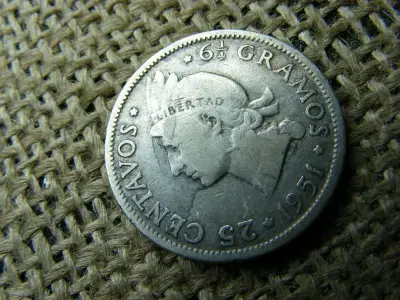 Ezüst 25 centavos, 1951, Dominika