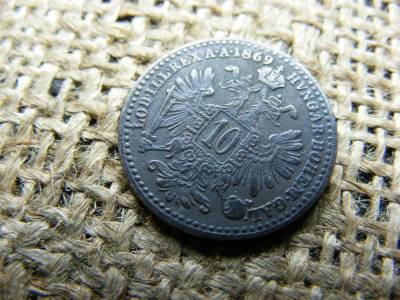 Ezüst 10 krajcár, 1869, fekete patina