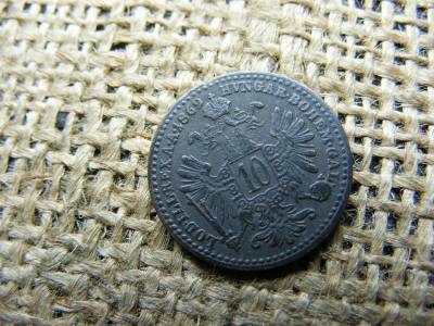 Ezüst 10 krajcár, 1869, fekete patina