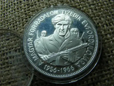 Ezüst 1956-os Forradalom emlékérem, 1966, USA veret, próba