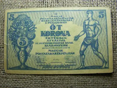 5 korona bankjegy, 1919, ritka, vastag papír