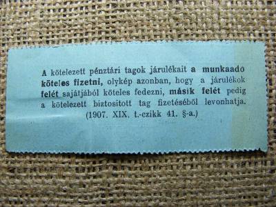 Betegségjegyzési járulék 5 korona 25 fillér, 1916