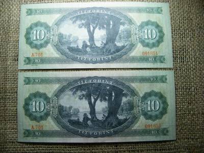 10 forintos bankjegy, 1969, sorszámkövető pár