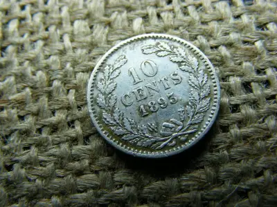 Holland 10 cents érme, 1893, ezüst